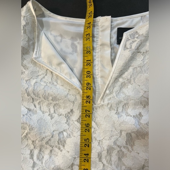 Adrianna Papell Womens Ruffle Cuff Sleeve Lace Cream Cocktail Dress  Sz 10 NWT - Picture 14 of 15